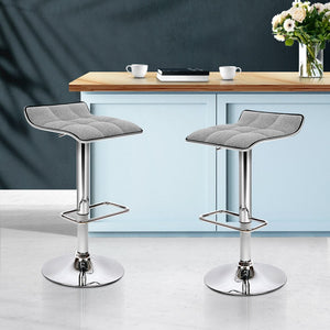 Grey Chrome Fabric Swivel Bar Stools - 2 Pack