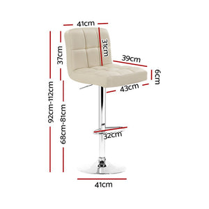 Beige Leather Gas Lift Bar Stools - 4 Pack