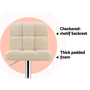 Beige Leather Gas Lift Bar Stools - 4 Pack