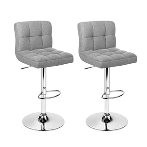 Grey Fabric Swivel Bar Stools - 2 Pack