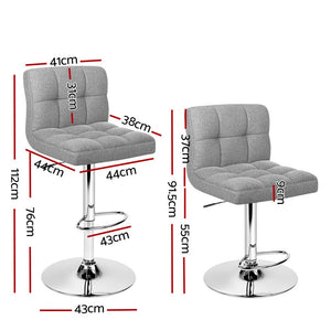 Grey Fabric Swivel Bar Stools - 2 Pack
