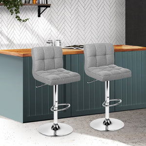 Grey Fabric Swivel Bar Stools - 2 Pack