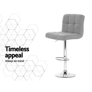 Set of 4 Fabric Swivel Bar Stools With Grey Seats