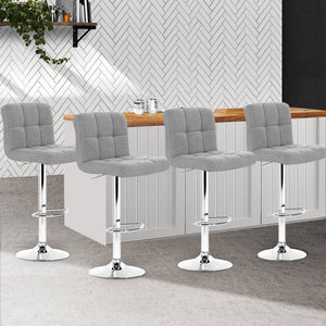 Set of 4 Fabric Swivel Bar Stools With Grey Seats