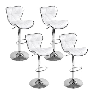 Set Of Four PU Leather Patterned Bar Stools