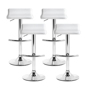 White PU Leather Wave Style Bar Stools - 4 Pack