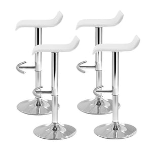 White PU Leather Wave Style Bar Stools - 4 Pack