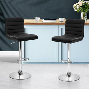 Padded Leather Bar Stools - Twin Pack