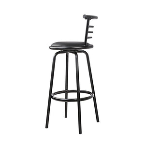 Black Leather Bar Stools With Steel Legs - 2 Pack