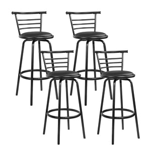 Black and Steel Industrial Leather Bar Stools - 4 Pack