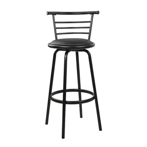 Black and Steel Industrial Leather Bar Stools - 4 Pack