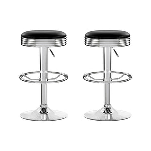 Backless PU Leather Bar Stools With Chrome Legs - 2 Pack