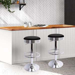 Backless PU Leather Bar Stools With Chrome Legs - 2 Pack