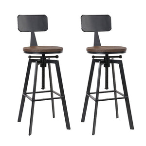 Rustic Industrial Styled Metal Bar Stools - 2 Pack