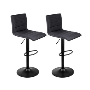 Black Faux Linen Bar Stools - Set of 2