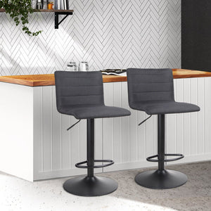 Black Faux Linen Bar Stools - Set of 2 - The Hippie House