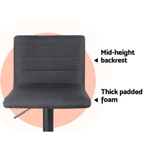 Swivel Black Faux Linen Bar Stools - 4 Pack