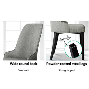 Grey Fabric Dining Chairs - Set of 2