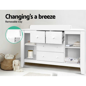 Baby Change Table | Tall Boy Drawers Dresser Chest | Storage Cabinet | White