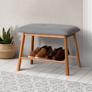 Grey Bamboo Shoe Rack Bench Chair