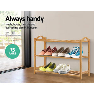 3 Tiers Bamboo Shoe Rack Storage Organiser