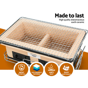 Ceramic BBQ Grill Smoker Hibachi | Japanese Tabletop Charcoal Barbecue | Brand: Grillz