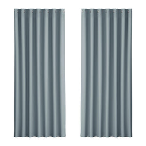 Artiss 2X Blockout Curtains Blackout Window Curtain Eyelet 240x230cm Grey