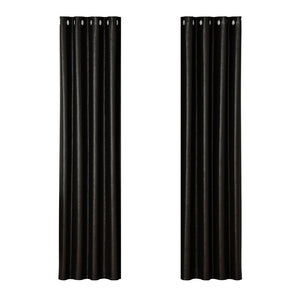Artiss 2X Blockout Curtains Blackout Window Curtain Eyelet 140x230cm Black