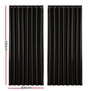 Artiss 2X Blockout Curtains Blackout Window Curtain Eyelet 300x230cm Black