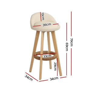 Elegant Beige Bar Stools With Back Rests - 2 Pack