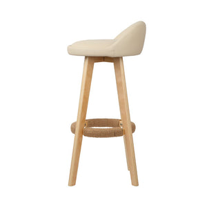 Elegant Beige Bar Stools With Back Rests - 2 Pack