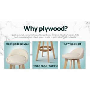 Elegant Beige Bar Stools With Back Rests - 2 Pack