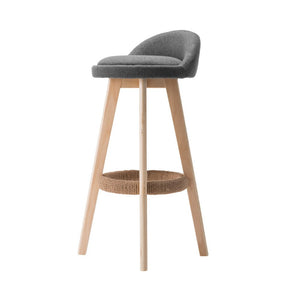 Grey Fabric Backrest Bar Stools - 2 Pack