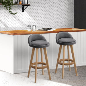 Grey Fabric Backrest Bar Stools - 2 Pack