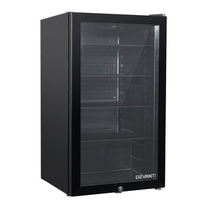 Devanti 98L Bar Fridge Glass Door Mini Freezer Fridges Countertop Beverage Commercial