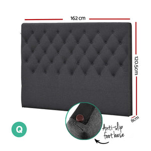 Artiss Queen Size Bed Head Headboard Bedhead Fabric Frame Base CAPPI Charcoal