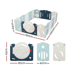 Baby Playpen | 16 Panels Foldable Toddler Fence | Safety Play Activity Barrier