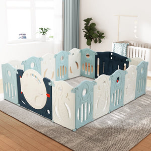 Baby Playpen | 16 Panels Foldable Toddler Fence | Safety Play Activity Barrier