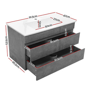 Cefito 900mm Bathroom Vanity Cabinet - Wall Mounted Cement | Basin Unit