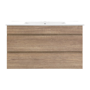 Cefito 900mm Bathroom Vanity Cabinet - Wall Mounted Oak White | Sink Storage