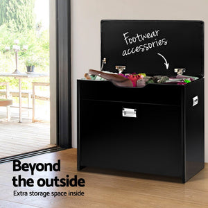White 15 Pair Shoe Cabinet Bench / Storage Organizer In Black