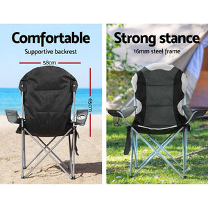 Folding Camping Chairs | 2X | Arm Chair | Portable | Outdoor | Beach | Fishing | BBQ