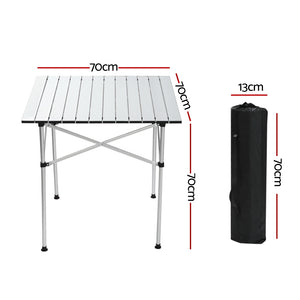 Weisshorn 70CM Roll-Up Aluminum Camping Table | Portable Desk Picnic