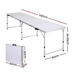 Weisshorn 240CM Folding Aluminum Camping Table | Portable BBQ Outdoor