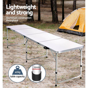 Weisshorn 240CM Folding Aluminum Camping Table | Portable BBQ Outdoor