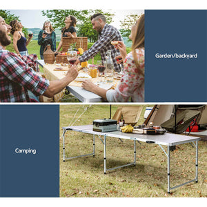 Weisshorn 240CM Folding Aluminum Camping Table | Portable BBQ Outdoor