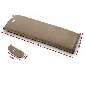 Weisshorn Single Size Self Inflating Matress Mat Joinable 10CM Thick Coffee