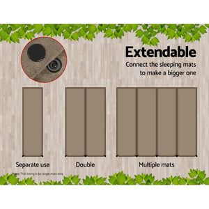 Weisshorn Single Size Self Inflating Matress Mat Joinable 10CM Thick Coffee