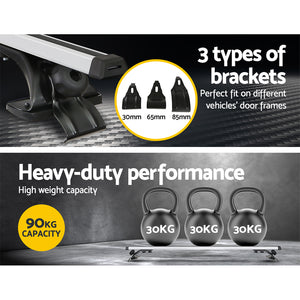Universal Car Roof Rack Cross Bars, 1450mm Aluminium, 90kg Capacity