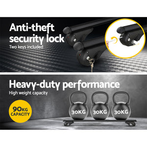 Universal Car Roof Rack Cross Bars, 1080mm Aluminium, 90kg Load Capacity